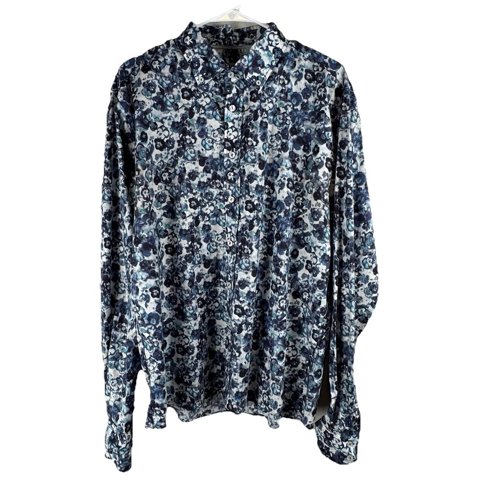 Georg Roth Los Angeles Shirt XL - Blue Floral Cotton Stretch